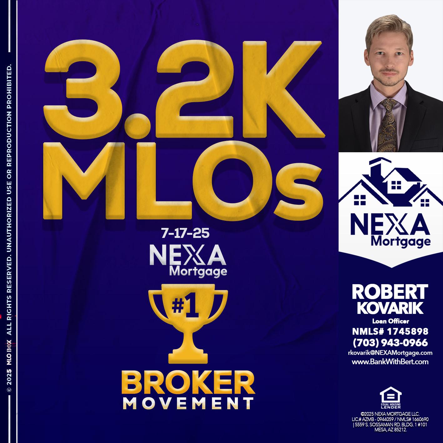 3.2K MLOs - Robert Kovarik -Mortgage Loan Originator