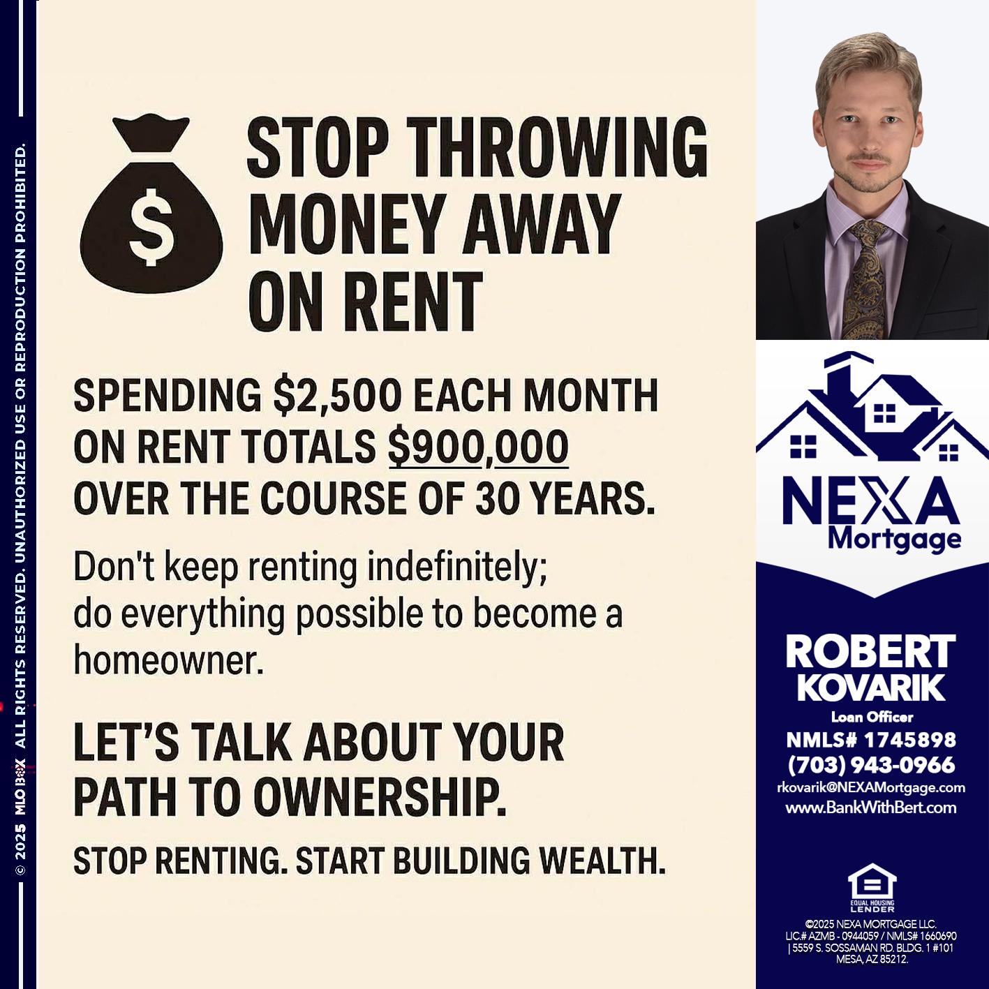 STOP THROWING - Robert Kovarik -Mortgage Loan Originator