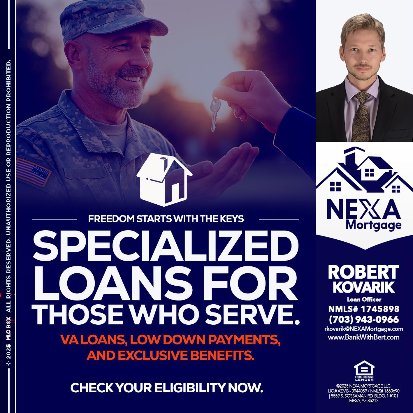 SPECIALIZED LOANS - Robert Kovarik -Mortgage Loan Originator