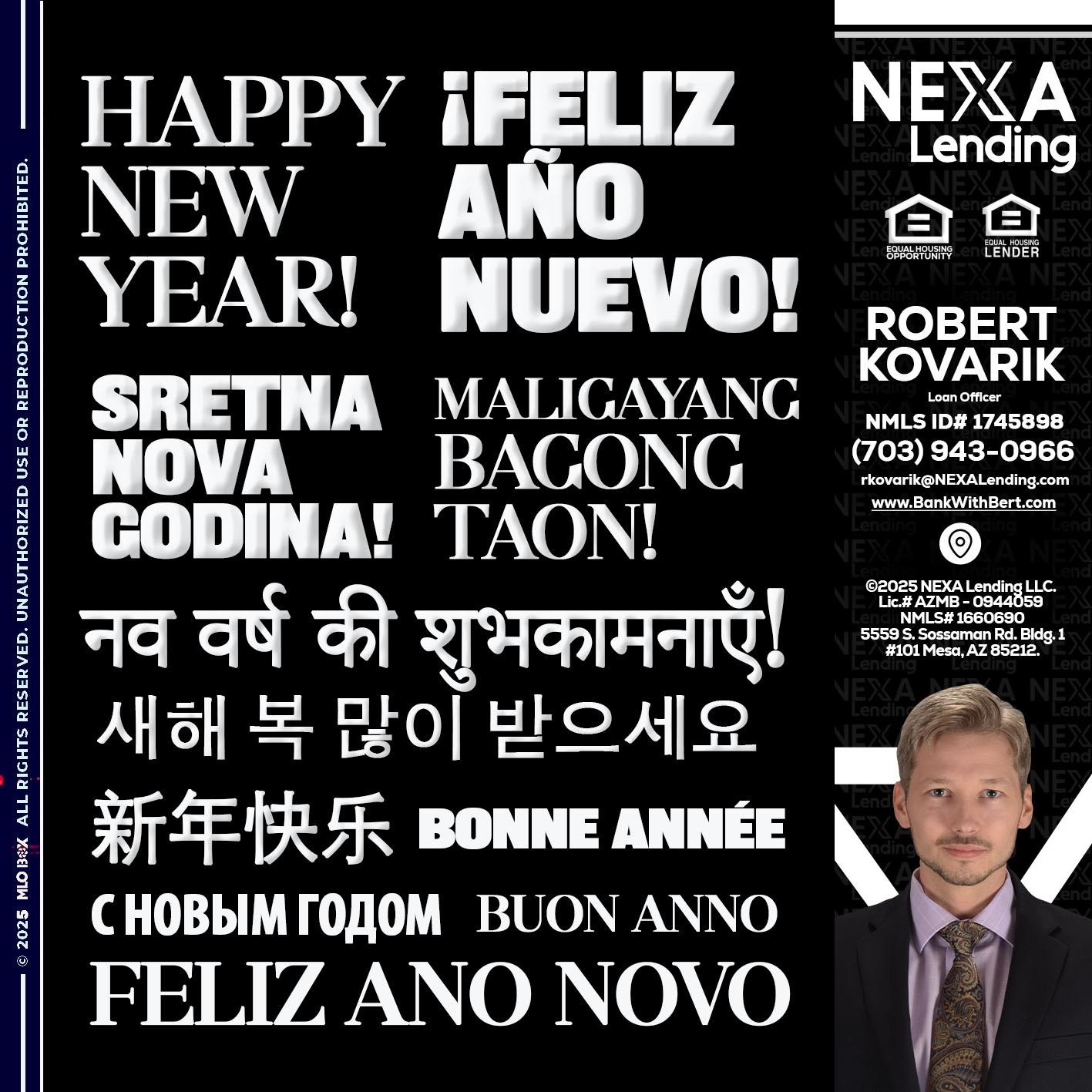 HAPPY NEW YEAR - Robert Kovarik -Mortgage Loan Originator