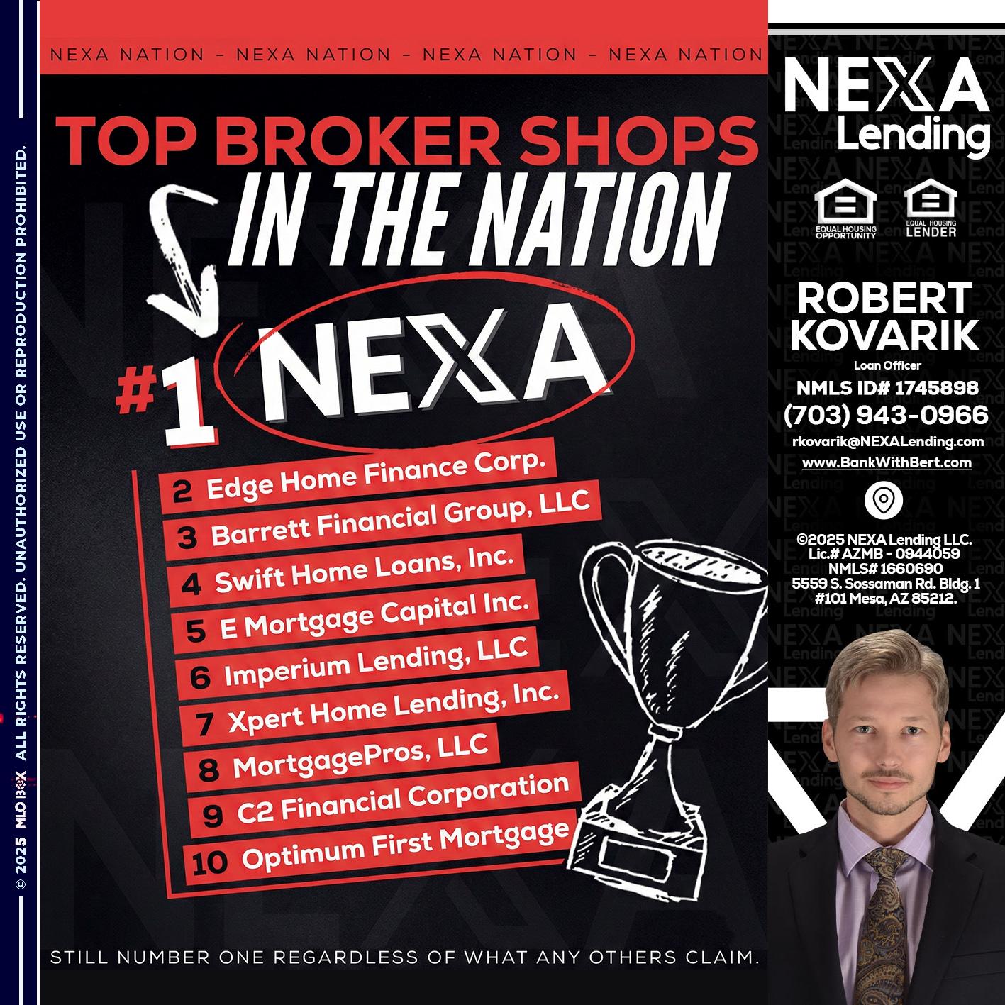 top broker - Robert Kovarik -Mortgage Loan Originator