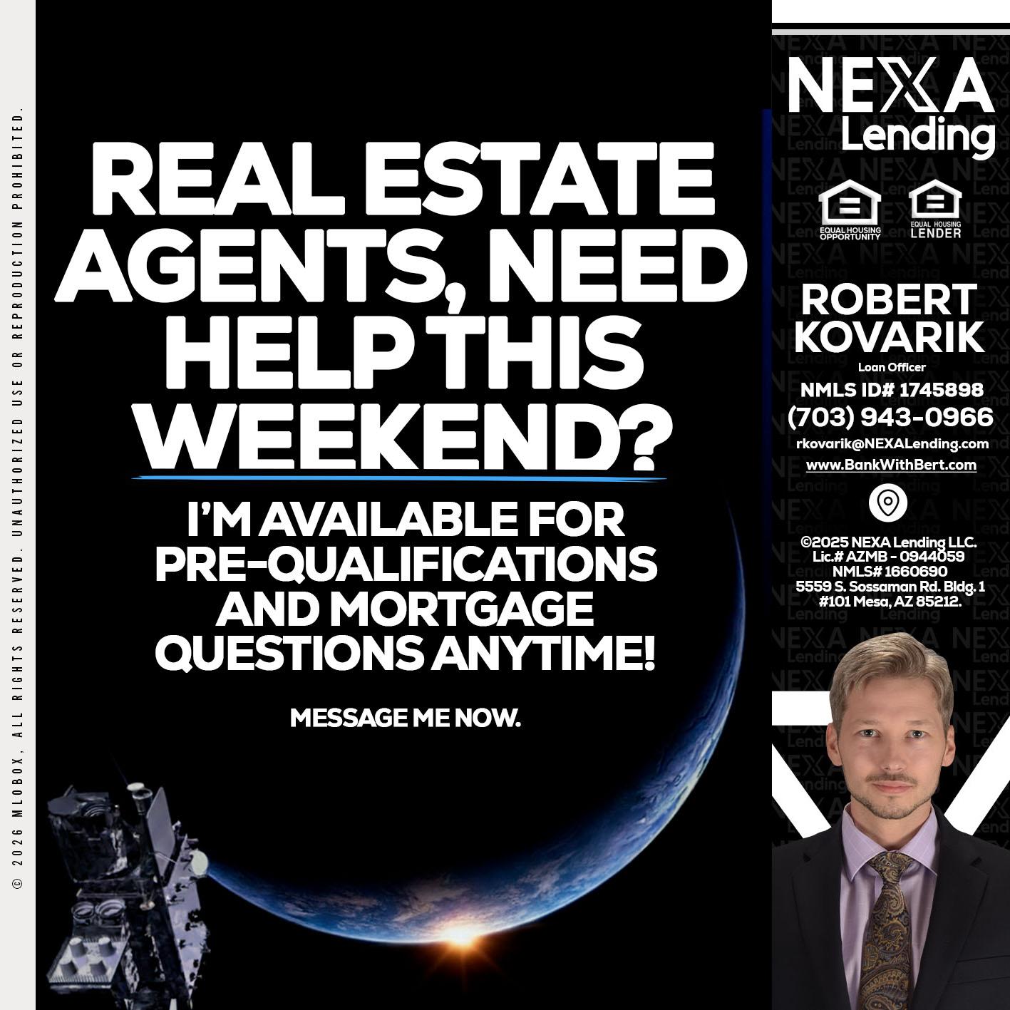 REAL ESTATE AGENTS - Robert Kovarik -Mortgage Loan Originator