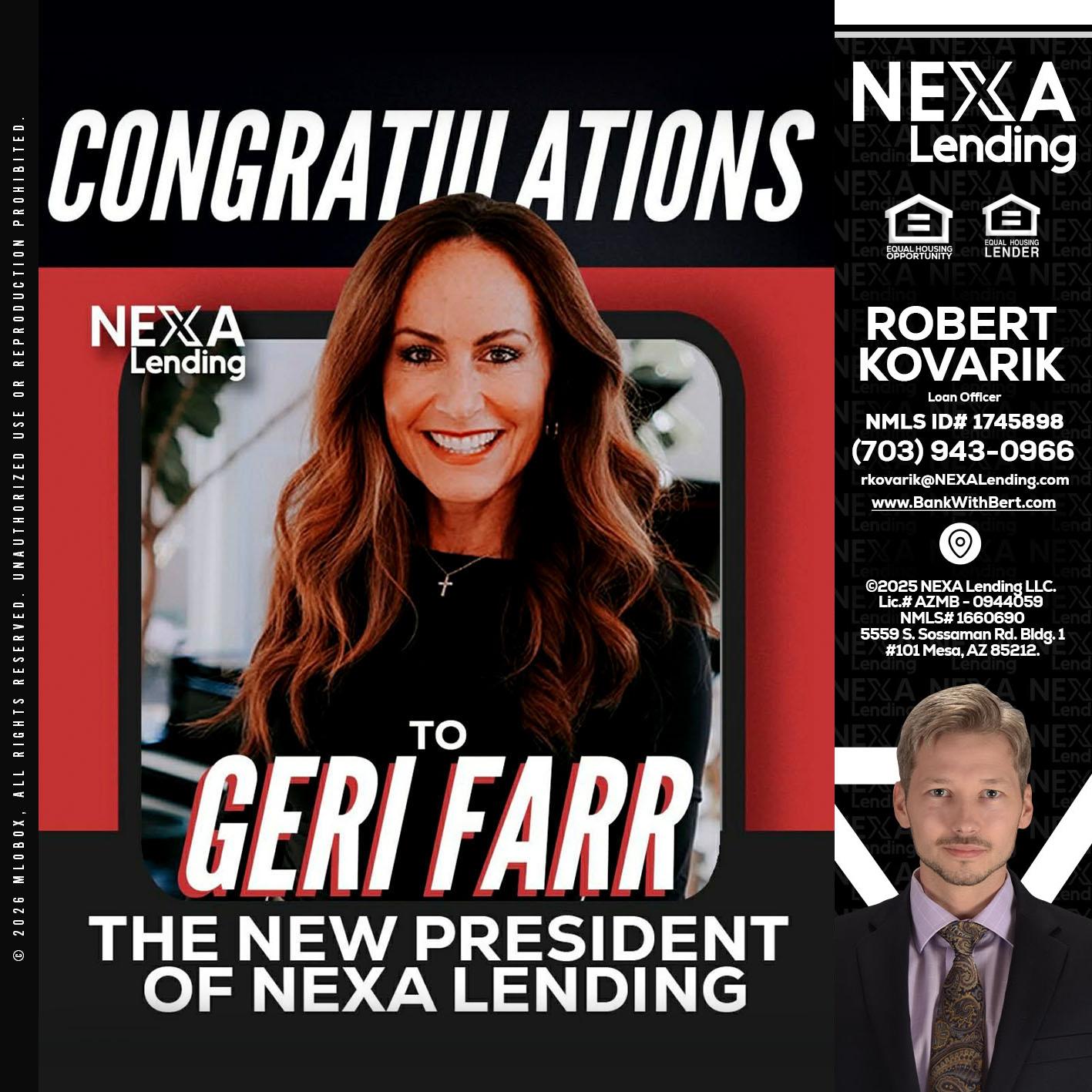 CONGRATULATIONS - Robert Kovarik -Mortgage Loan Originator