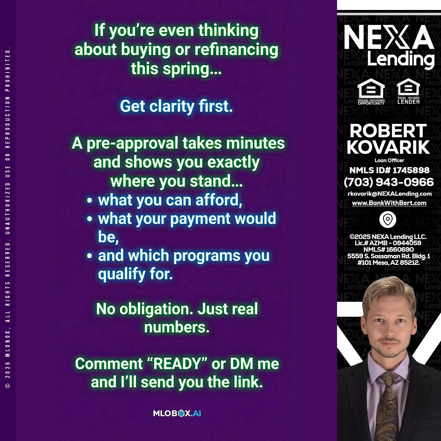 IF YOU THINKING - Robert Kovarik -Mortgage Loan Originator