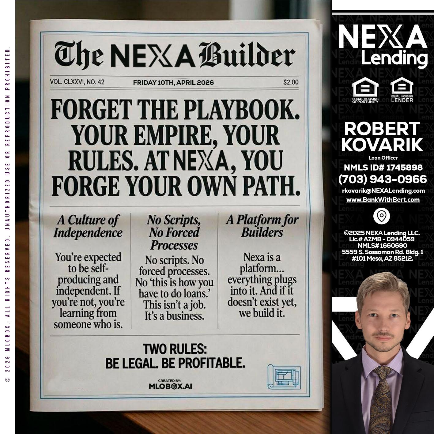THE NEXA BUILDER - Robert Kovarik -Mortgage Loan Originator
