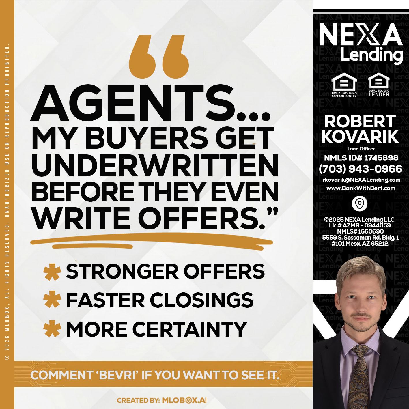 agents - Robert Kovarik -Mortgage Loan Originator