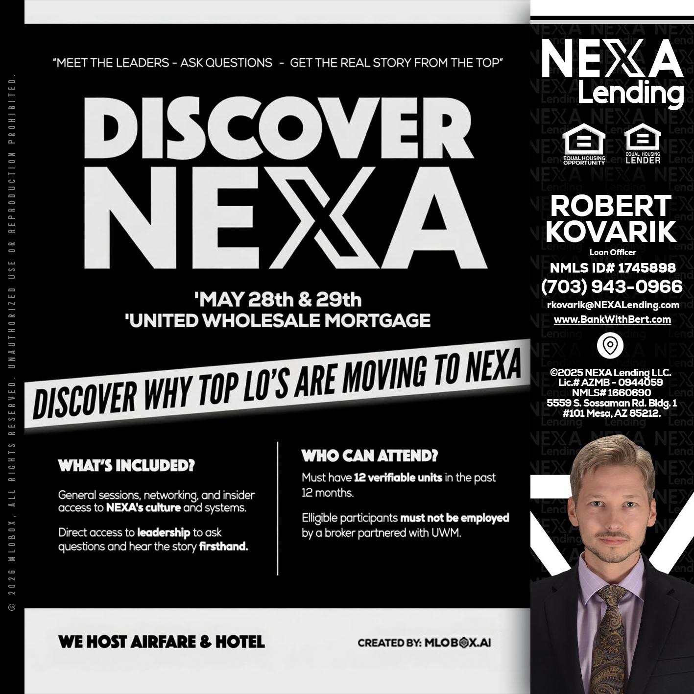DISCOVER NEXA - Robert Kovarik -Mortgage Loan Originator
