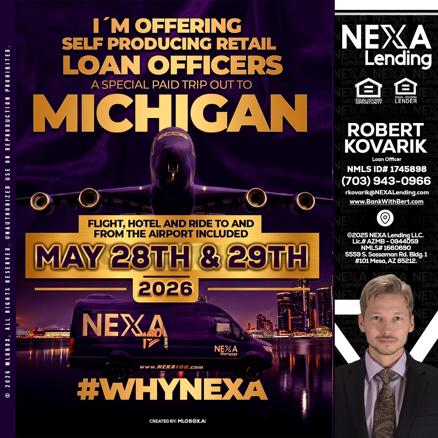 MICHIGAN - Robert Kovarik -Mortgage Loan Originator