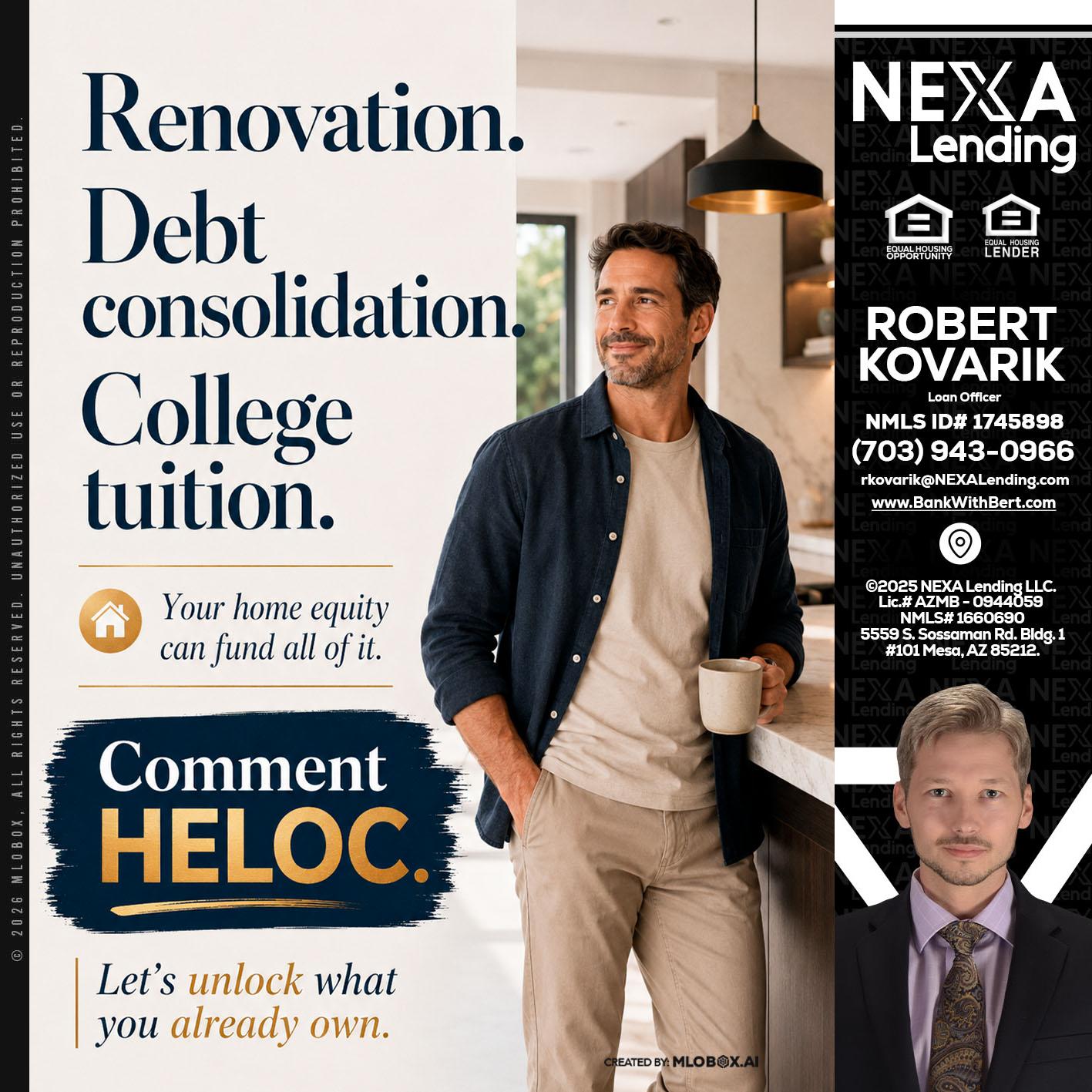 RENOVATION DEBT - Robert Kovarik -Mortgage Loan Originator