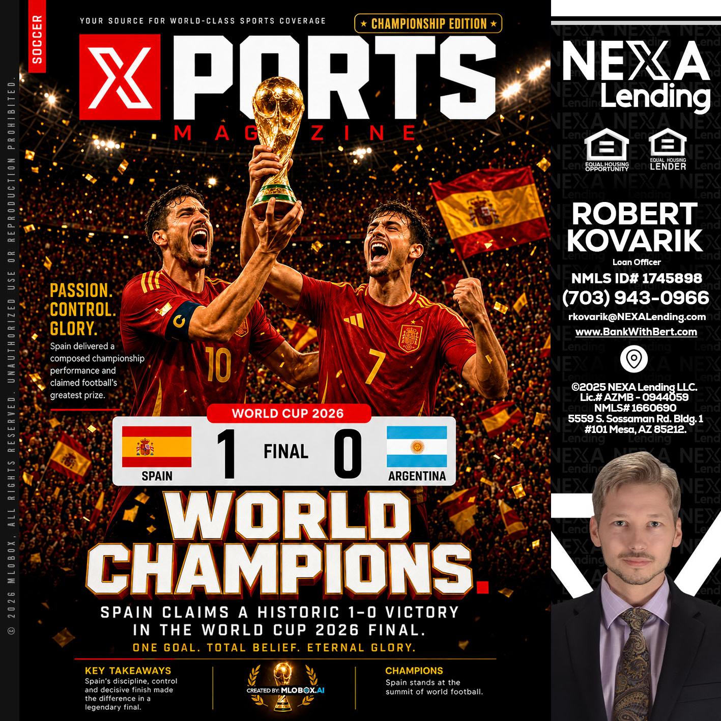 SPAIN CHAMPION - Robert Kovarik -Mortgage Loan Originator