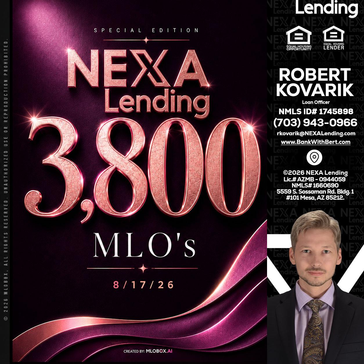 3800 MLOs - Robert Kovarik -Mortgage Loan Originator