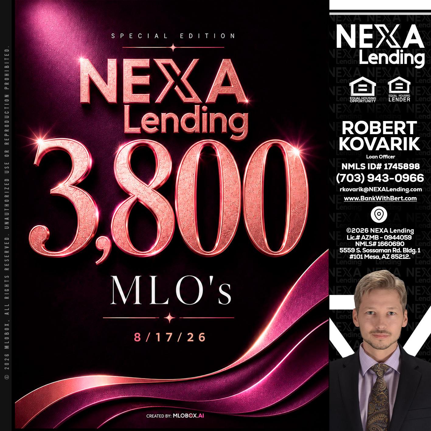 3800 MLOs - Robert Kovarik -Mortgage Loan Originator