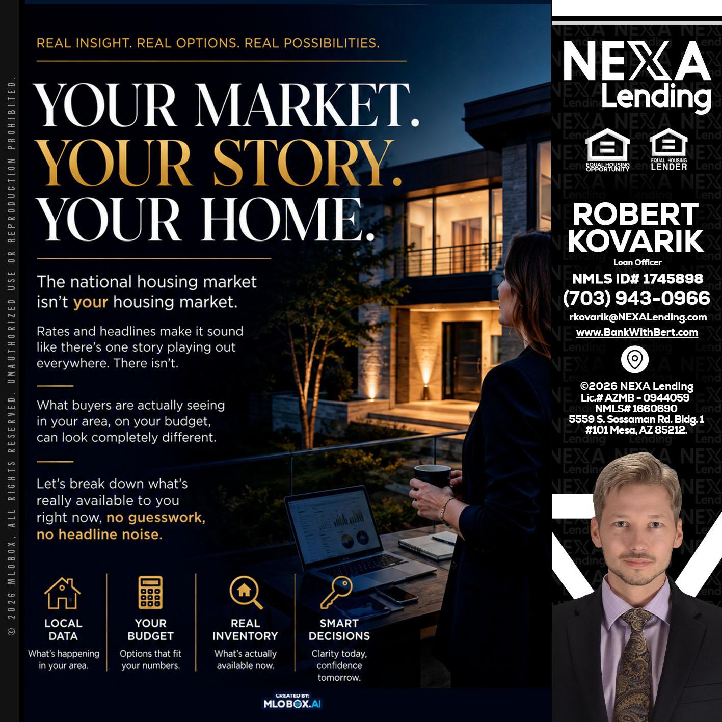 your market - Robert Kovarik -Mortgage Loan Originator