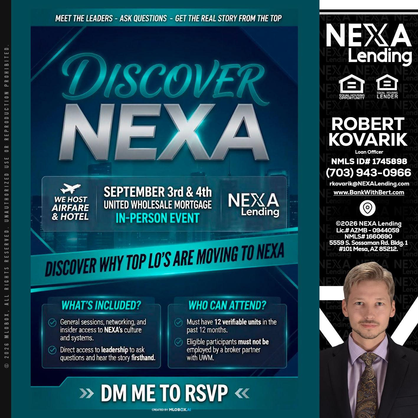 DISCOVER NEXA - Robert Kovarik -Mortgage Loan Originator