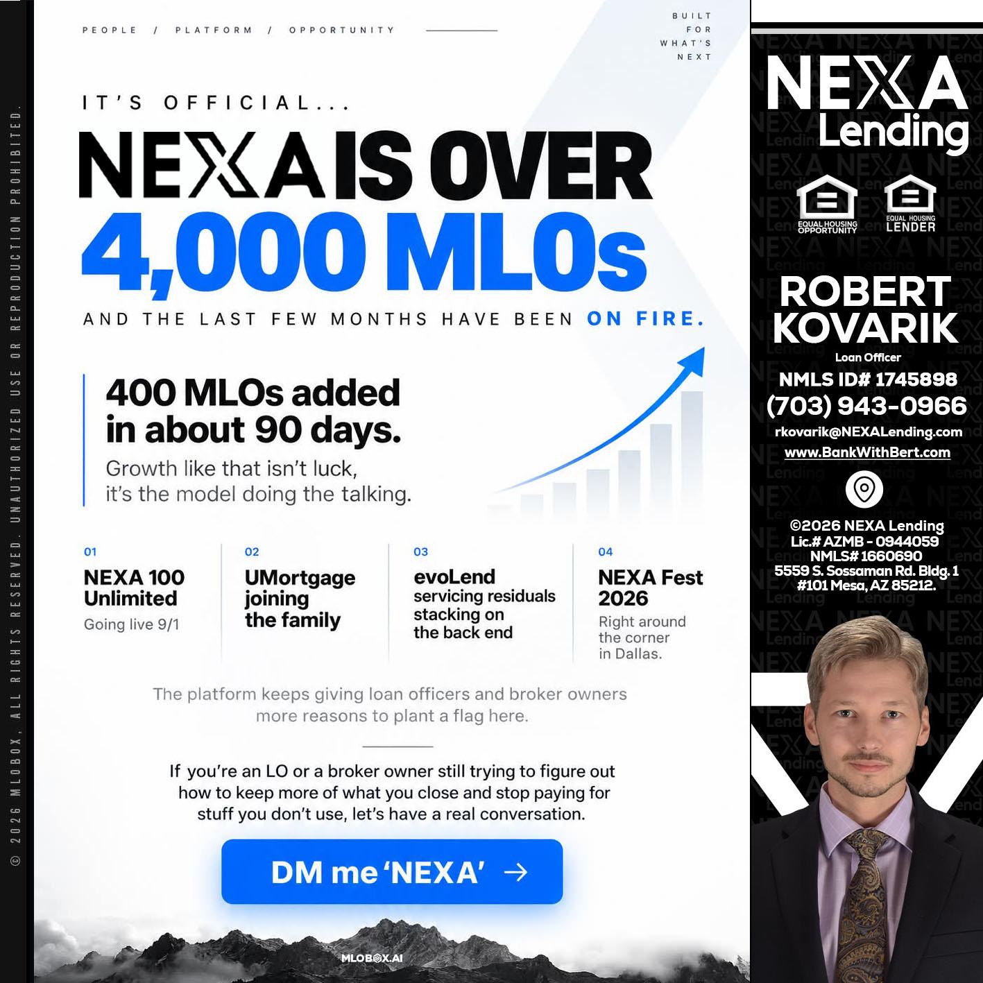 NEXA IS OVER 4000 MLOs - Robert Kovarik -Mortgage Loan Originator